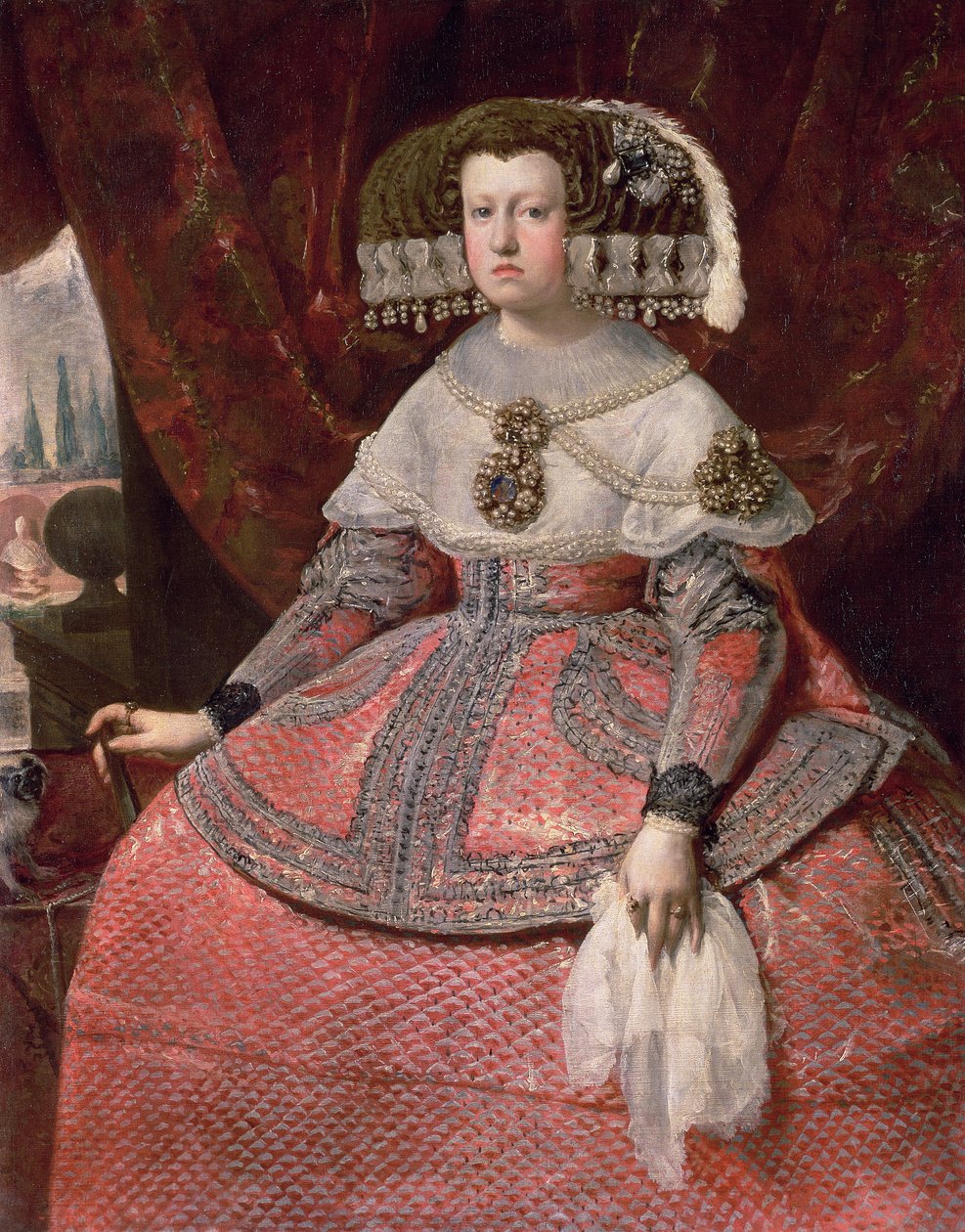 Queen Maria Anna of Spain in a Red Dress, 1655-60 by Diego Velázquez