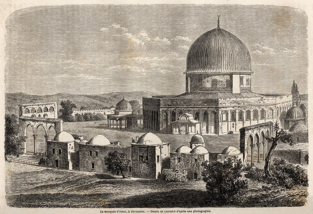 The mosque of Omar, built in 691 in Jerusalem, drawing by Lancelot, to illustrate Mr. Bida