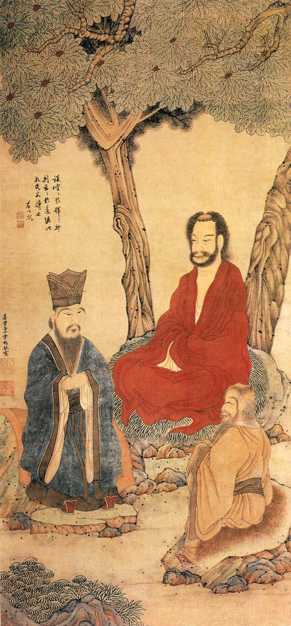 Confucius and Lao Tseu, Ming Dynasty by Ding Yunpeng