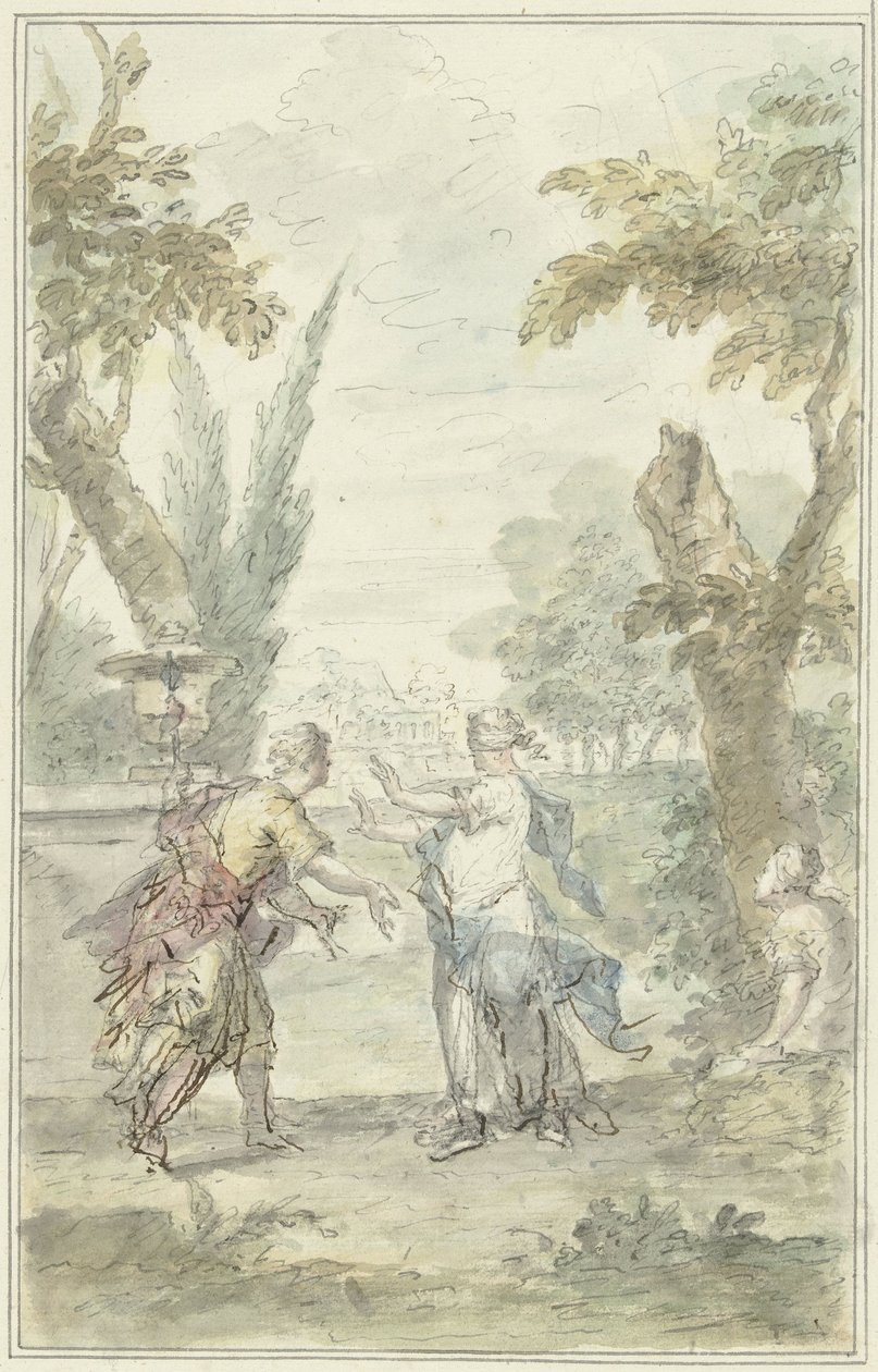 Design for a Room Piece: Blindfolded Amaryllis Grabs Myrtillo by Dionys van Nijmegen