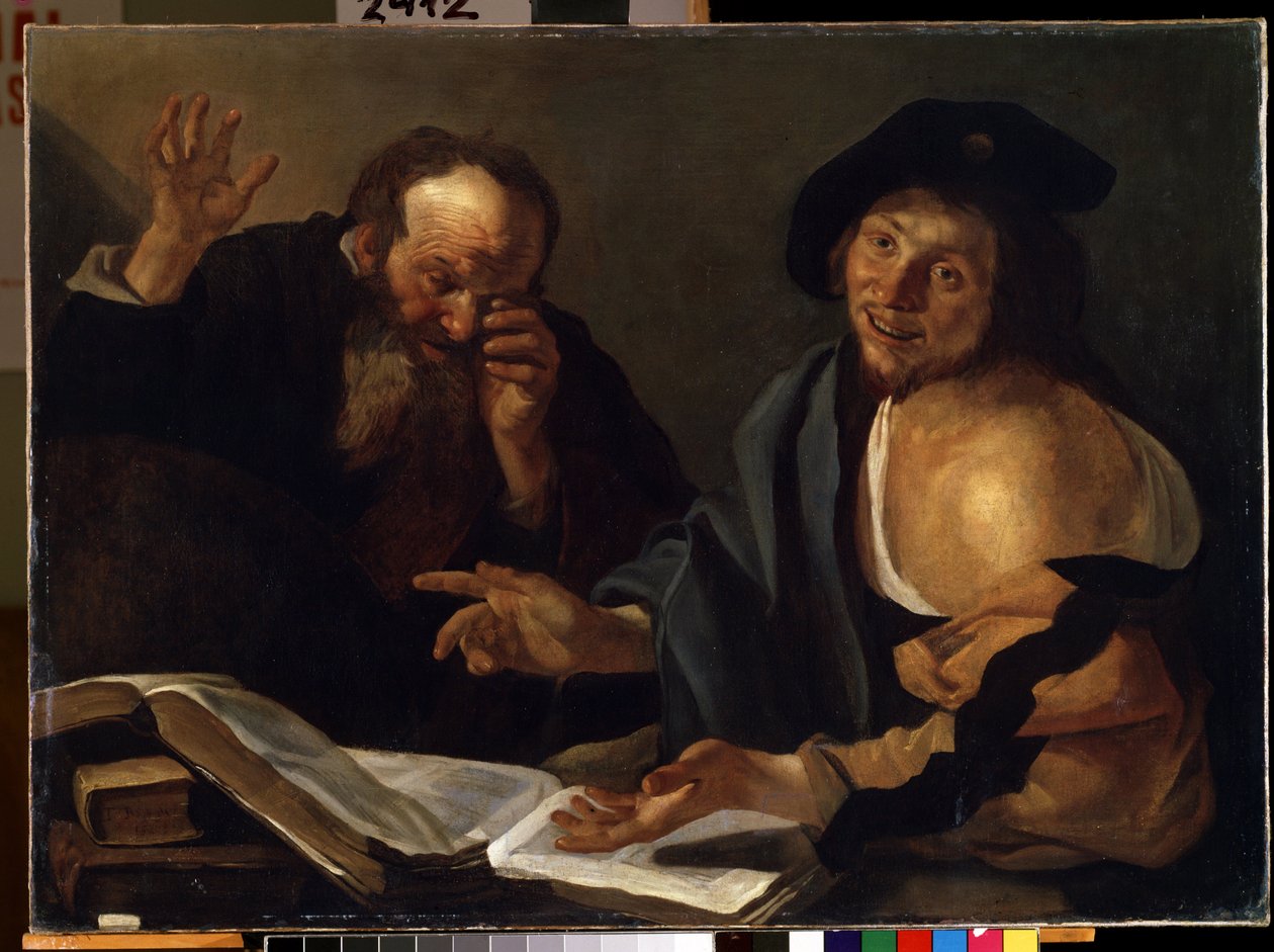 Heraclitus and Democritus by Dirck Baburen van