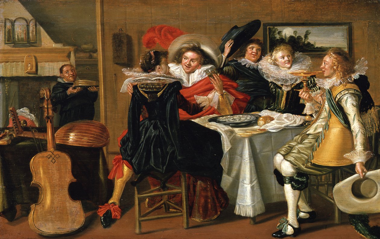 Interior with a Cheerful Table Company by Dirck Hals