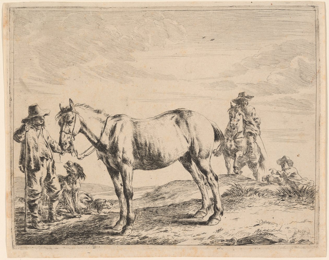 A Man Holding a Horse by His Bridle by Dirck Stoop