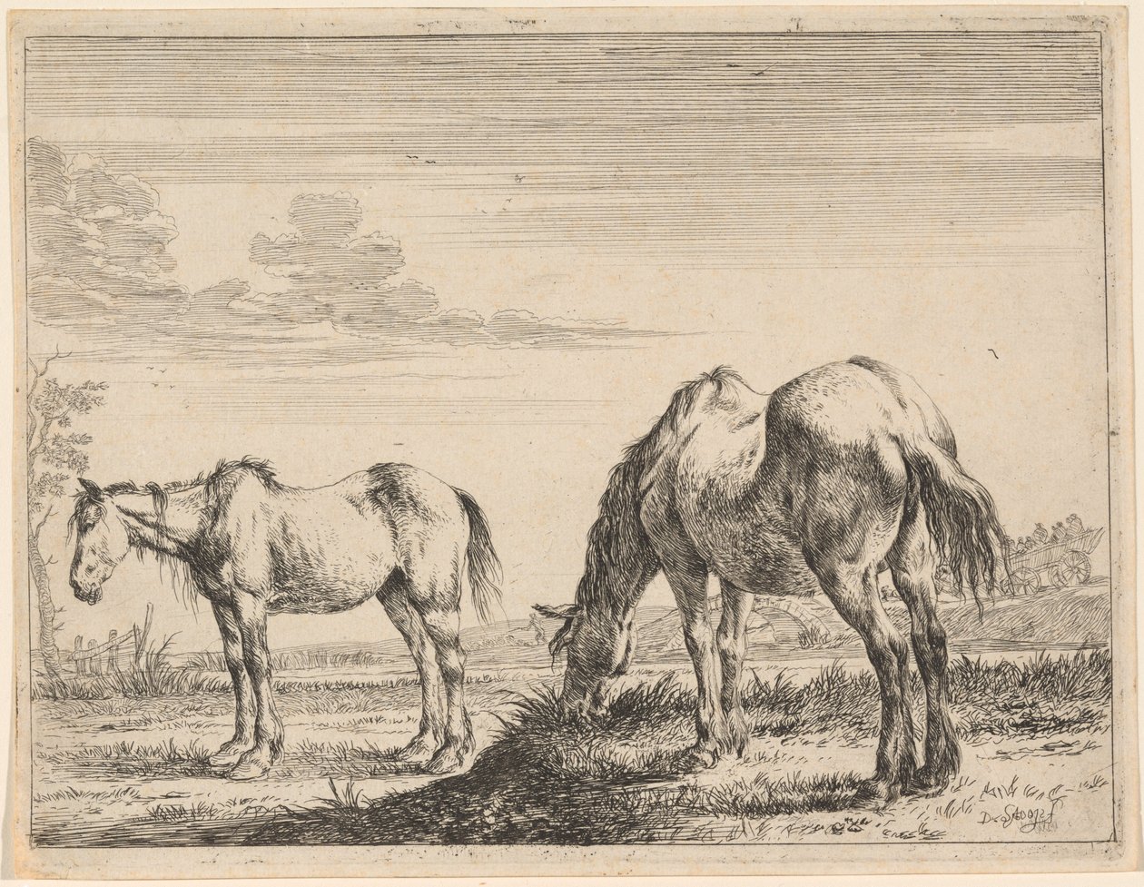 Two Grazing Horses by Dirck Stoop
