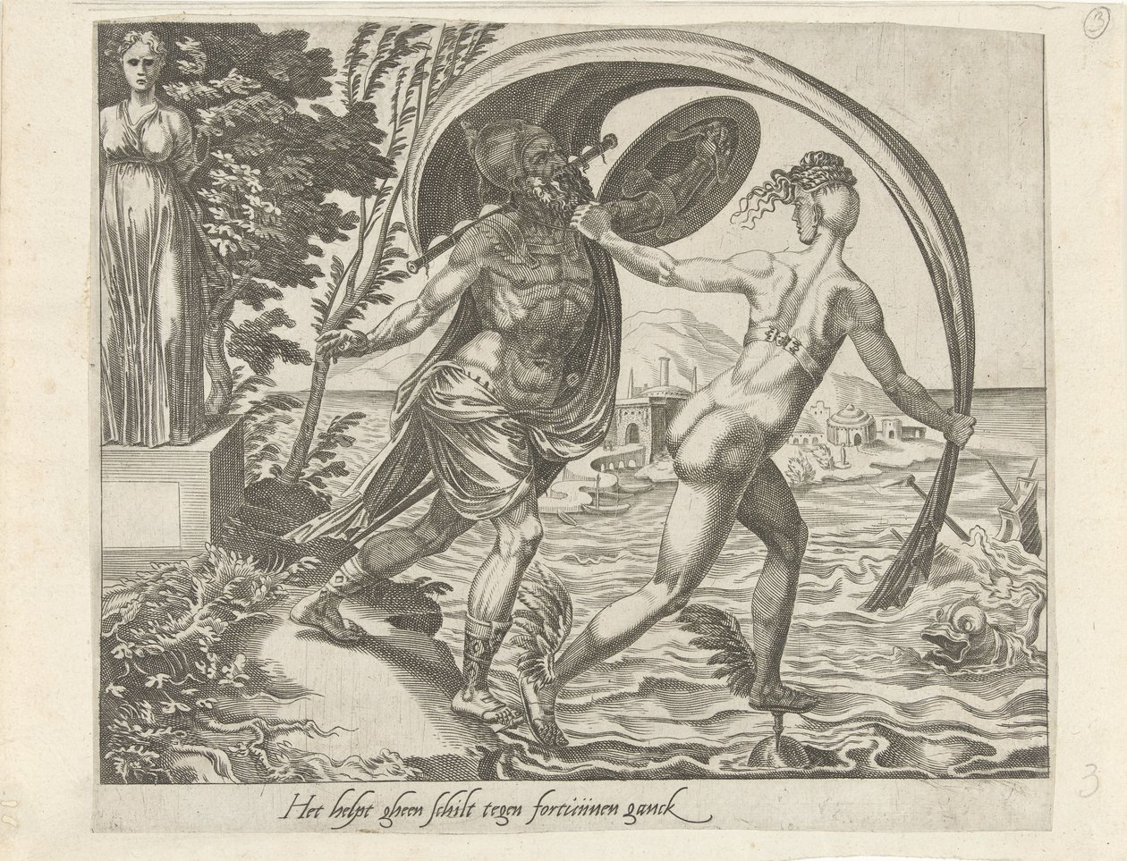 No Shield Protects against Misfortune; The Greater your Fortune, the Bigger your Sorrows (Proverbs about Fortuna, series title) by Dirck Volckertsz. Coornhert (attributed to)