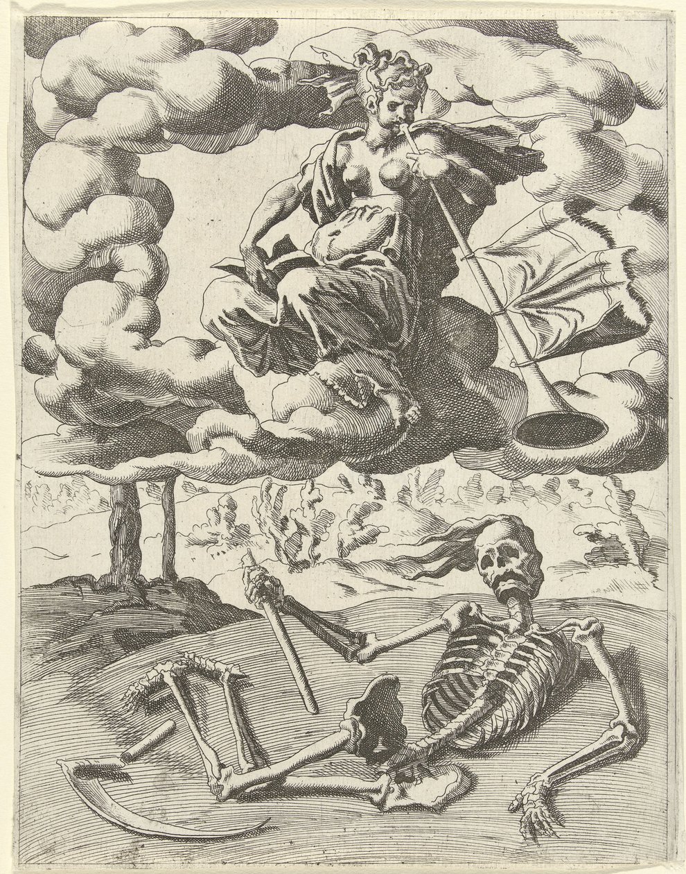 Fame Overcomes Death by Dirck Volckertsz. Coornhert (possibly)