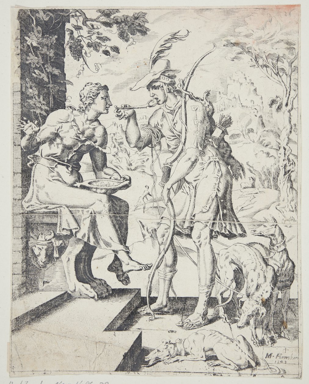 Esau Selling His Birthright to Jacob for a Pottage of Lentils by Dirck Volckertsz. Coornhert