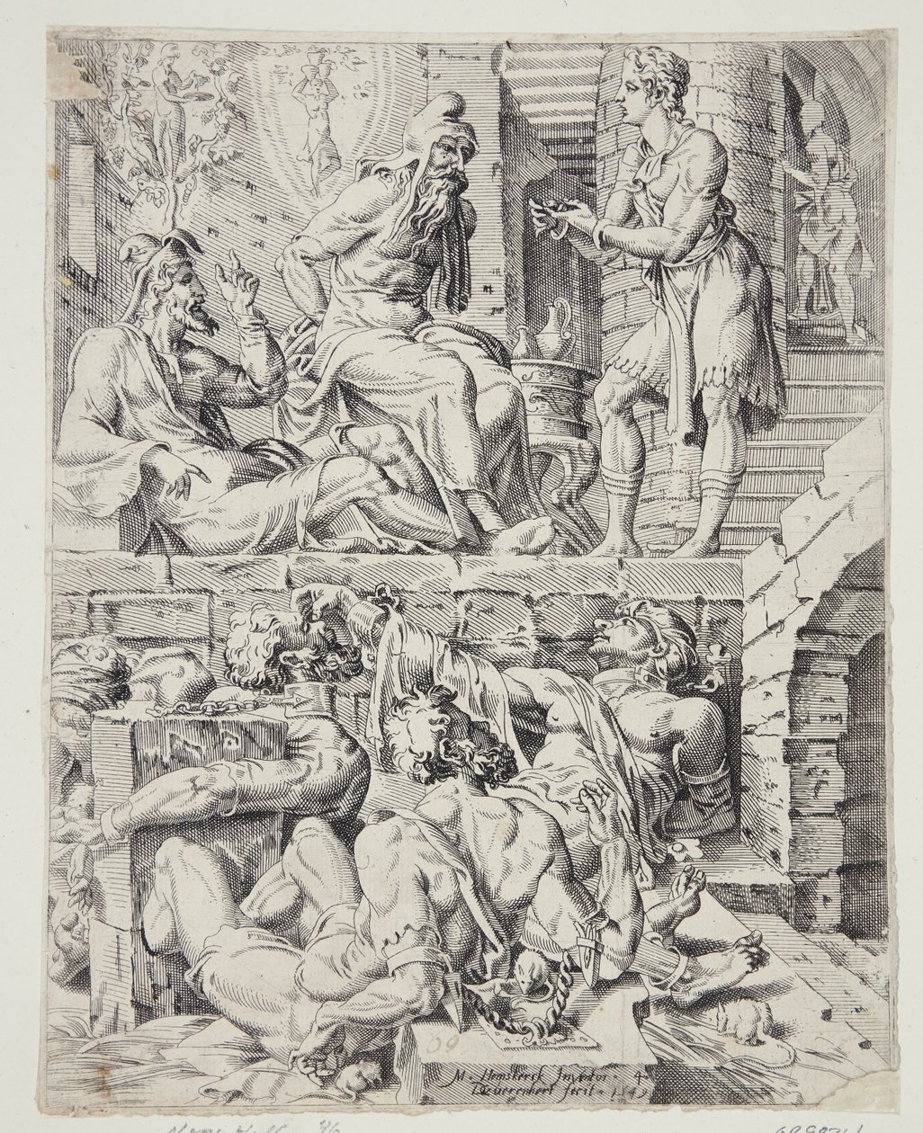 Joseph Interpreting the Dreams of the Butler and the Baker by Dirck Volckertsz. Coornhert