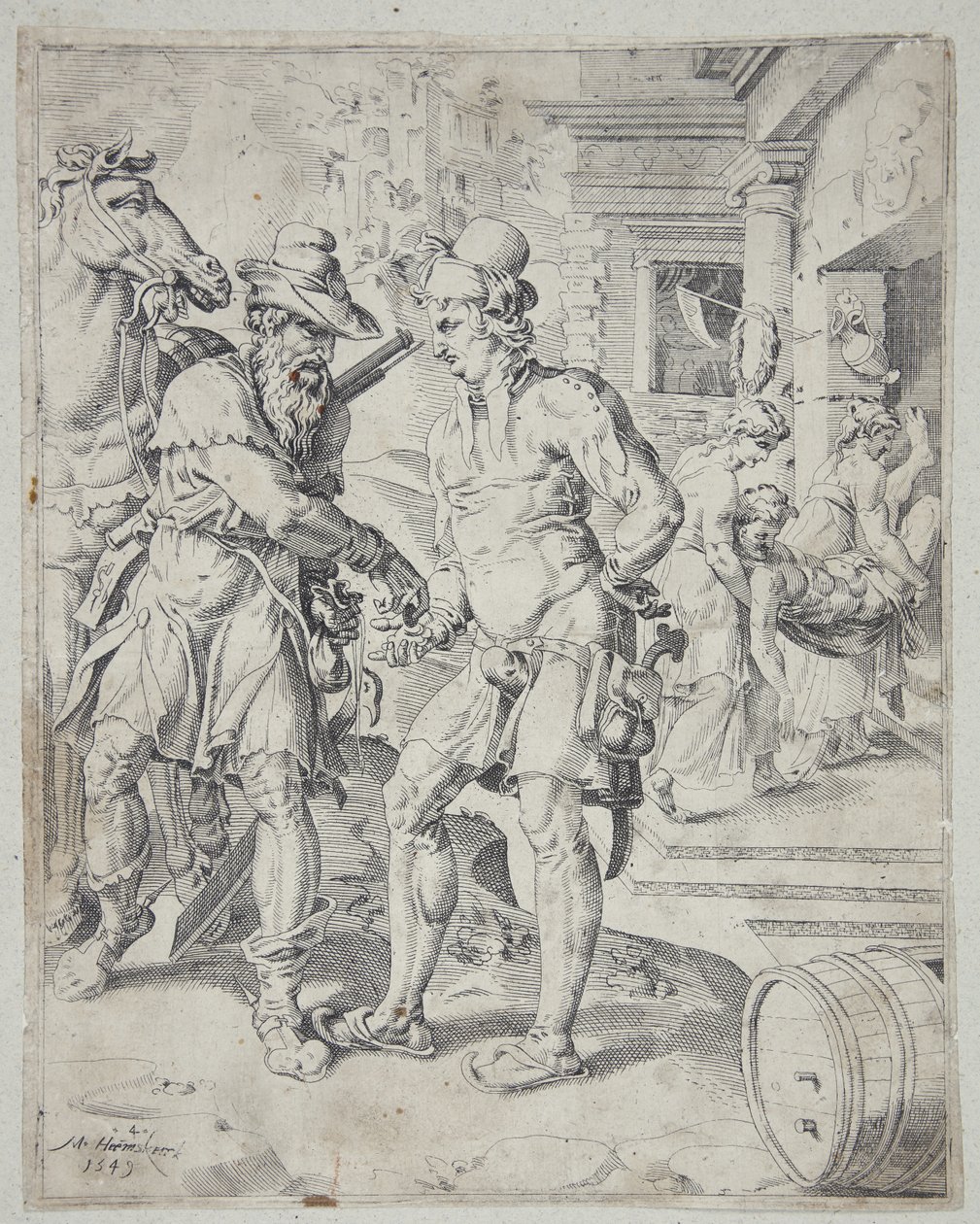 The Samaritan Paying the Innkeeper for the Care of the Wounded Man by Dirck Volckertsz. Coornhert