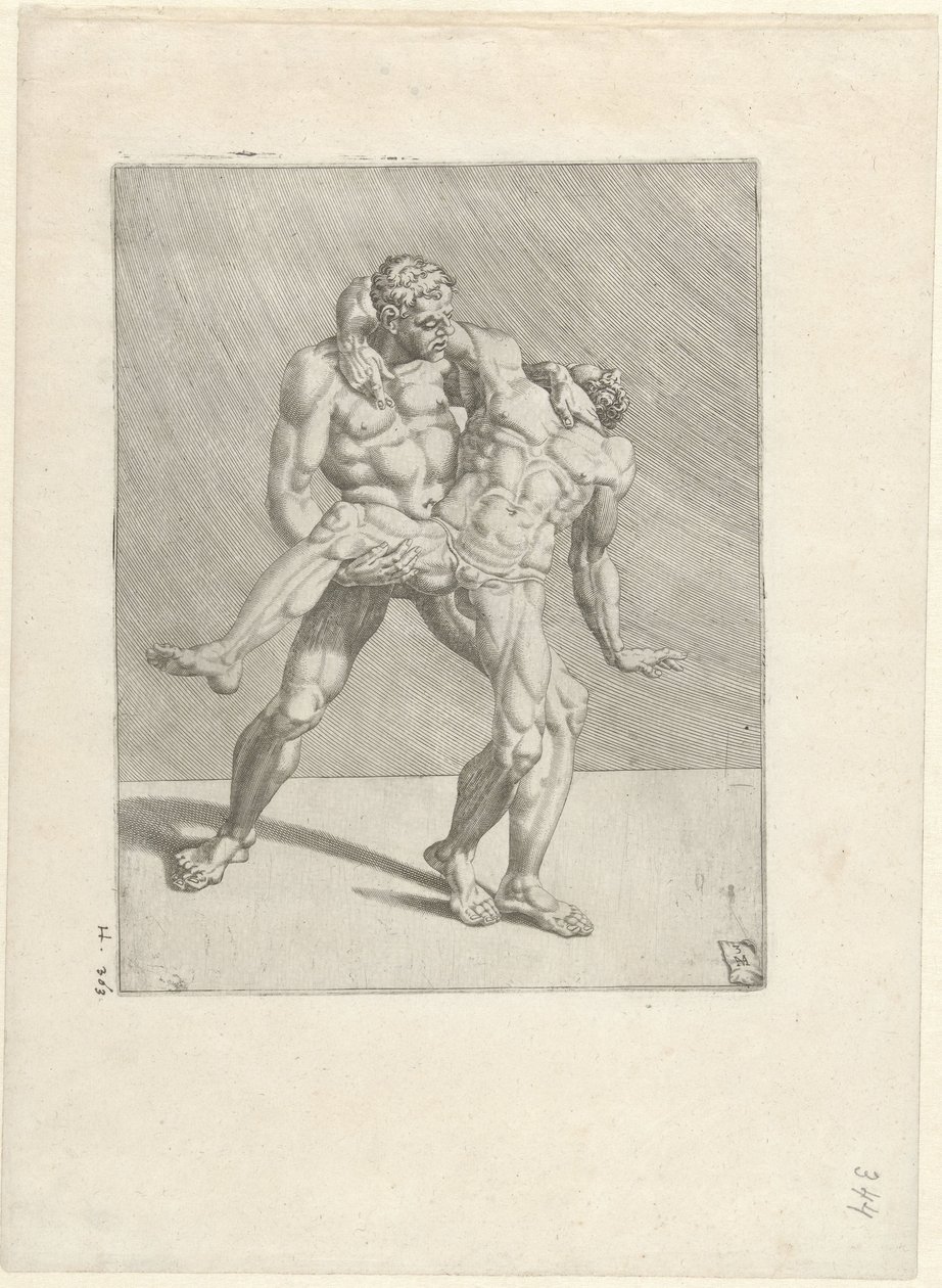 Two Wrestlers by Dirck Volckertsz. Coornhert
