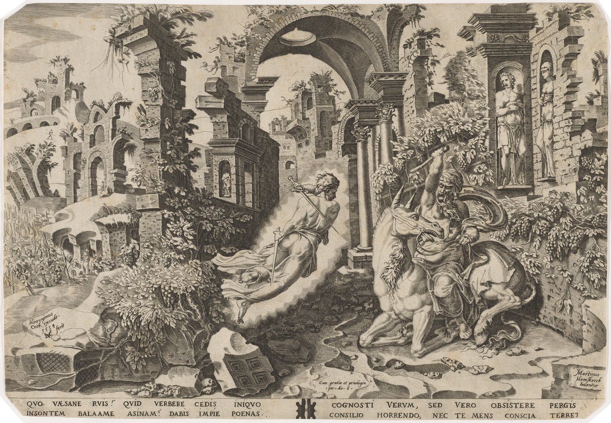 Balaam and the Angel by Dirck Volckertz Coornhert, after Maerten van Heemskerck