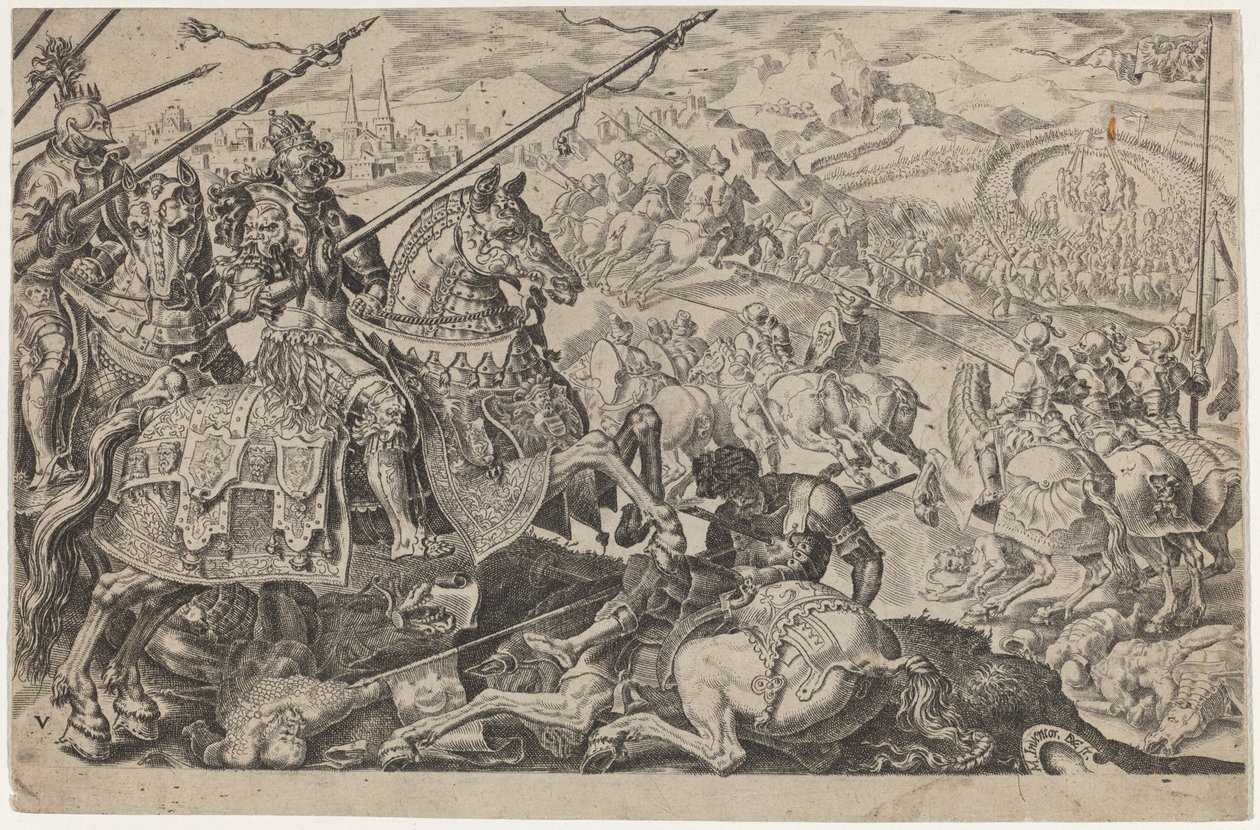 Suleiman the Magnificent Forced to Raise the Siege of Vienna by Dirck Volckertz Coornhert, after Maerten van Heemskerck