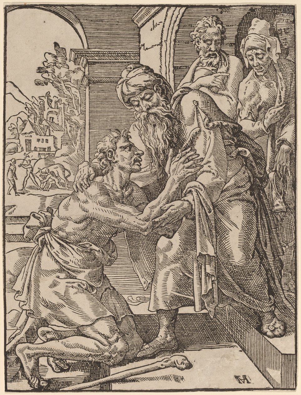 The Return of the Prodigal Son by Dirck Volckertz Coornhert after Maerten van Heemskerck