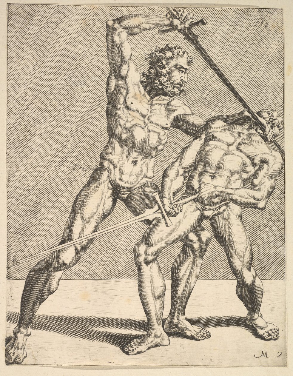 Two Fencers, from Fencers, plate 7, 1552 by Dirck Volkertsen Coornhert