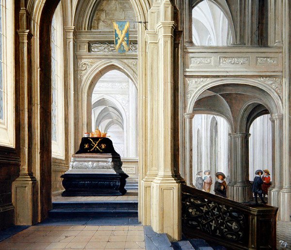 A Church Interior with a Royal Tomb by Dirck van Delen