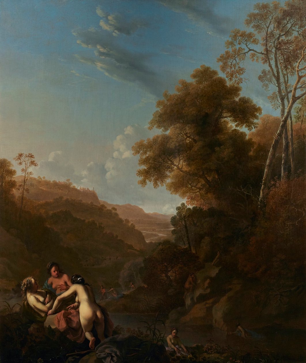 Italianate Landscape with Nymphs Bathing by Dirck van der Lisse