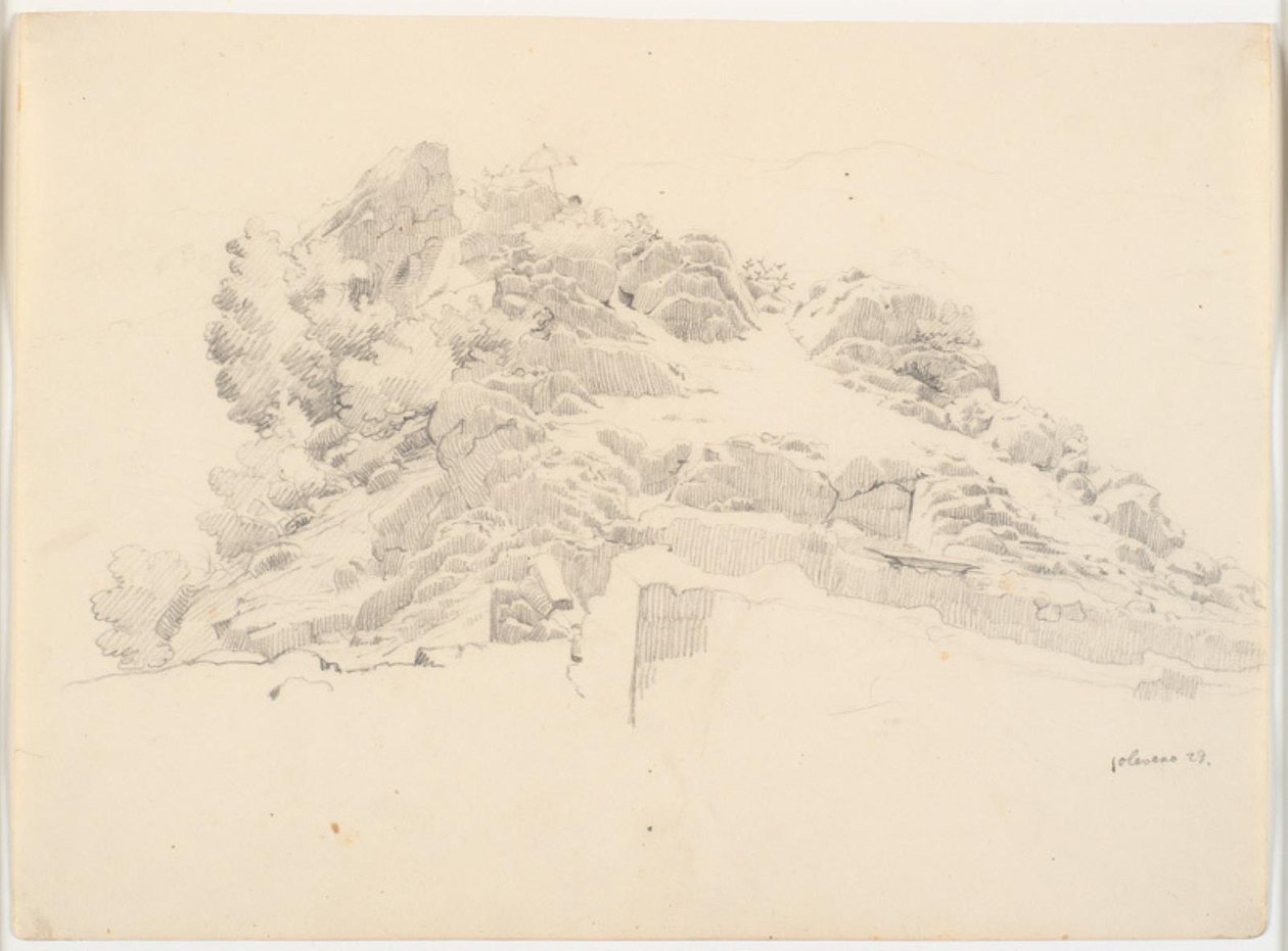 Cliff Scene with a Painter under a Parasol by Ditlev Blunck