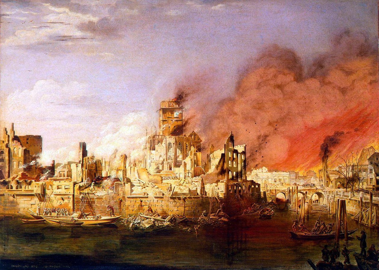 The Great Fire of Hamburg on 5th May 1842 by Ditlev Martens