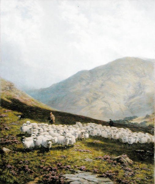 Shepherd and Sheep, Perthshire by Dixon Clark