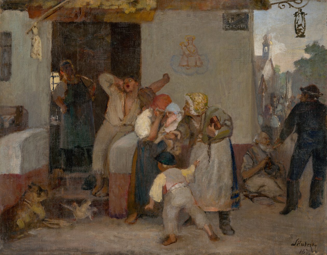 In Front of the Tavern by Döme Skuteczky