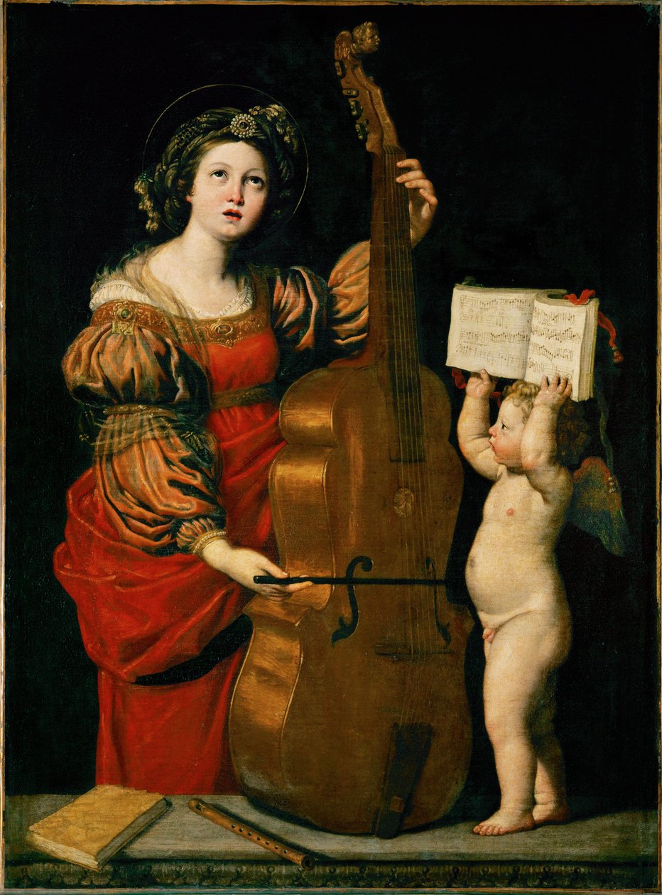 Saint Cecilia and an angel holding a musical score by Domenichino (1581 1641)