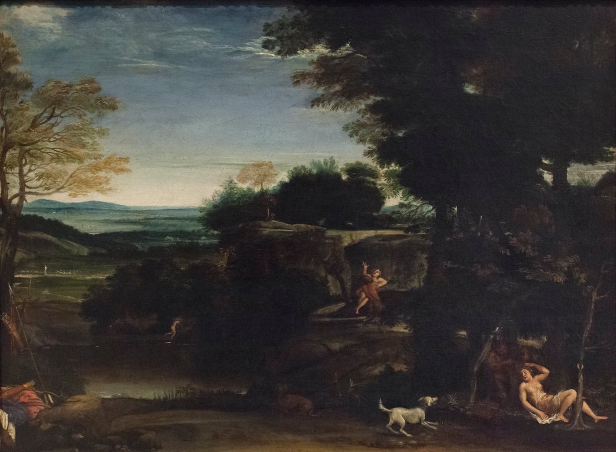 Landscape with Sylvia and a Satyr by Domenichino (1581-1641)