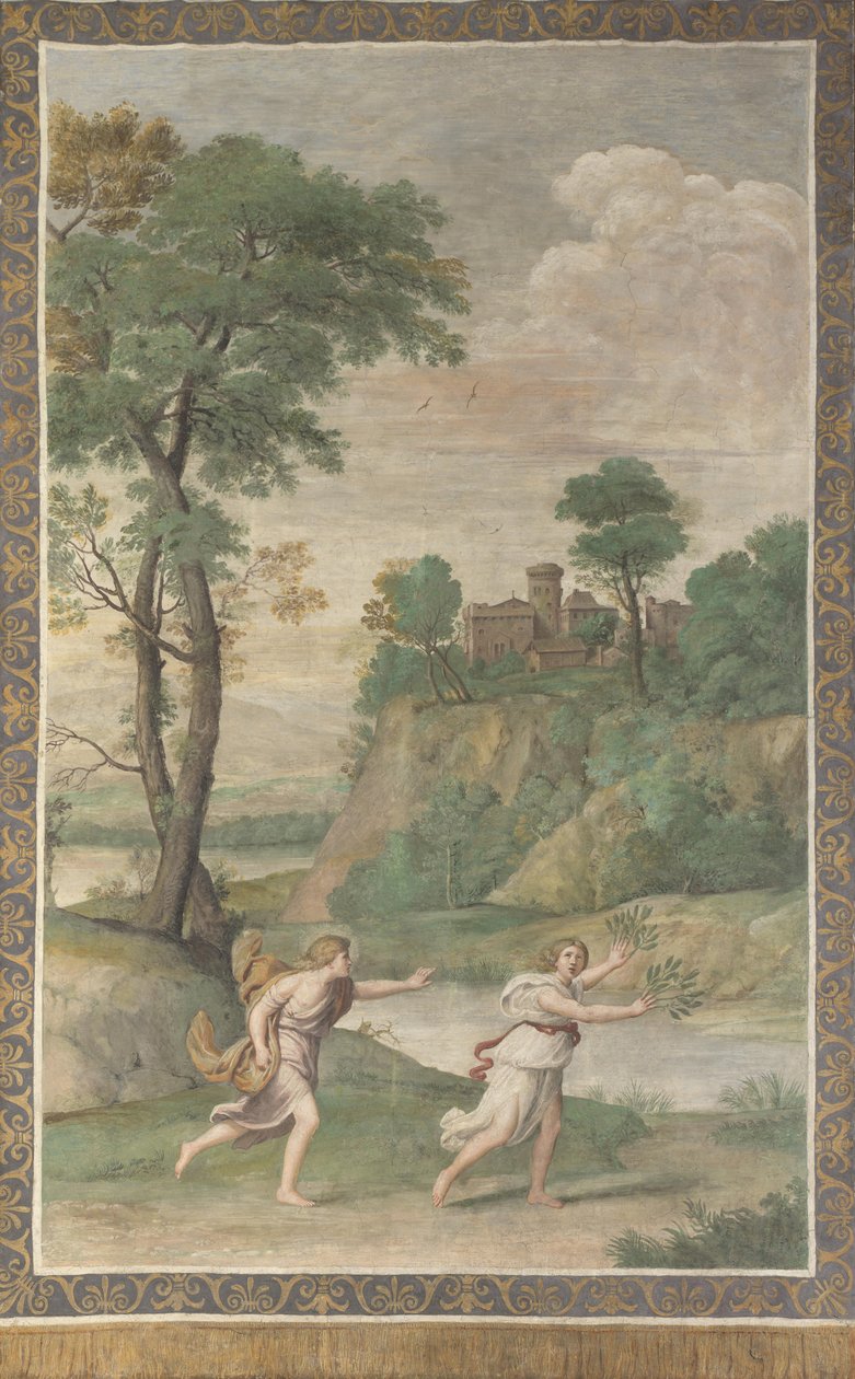 Apollo pursuing Daphne Fresco from Villa Aldobrandini, 1617-1618 by Domenichino