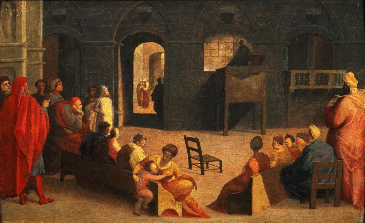 St Bernardino of Siena Preaching by Domenico di Pace Beccafumi  