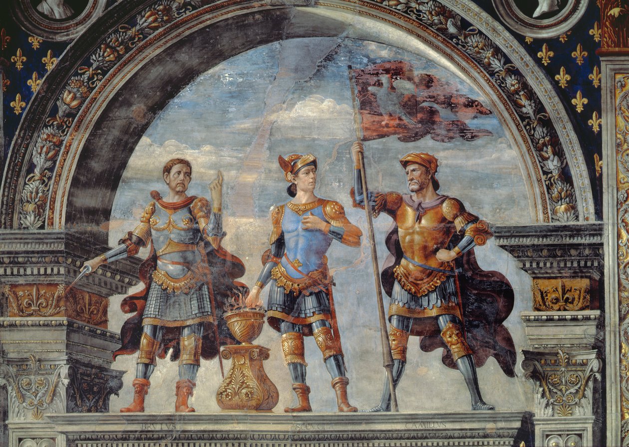 Brutus, Mucius Scaevola and Furio Camillo (detail) by Domenico Ghirlandaio