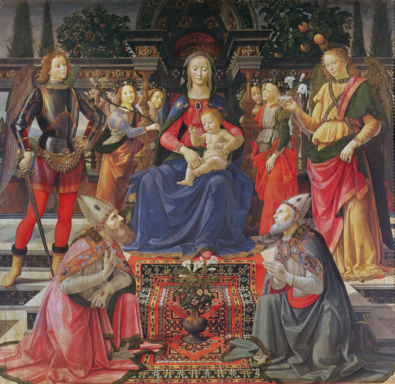 Madonna and Child with SS. Justus, Zenobius and the Archangels Michael and Raphael by Domenico Ghirlandaio