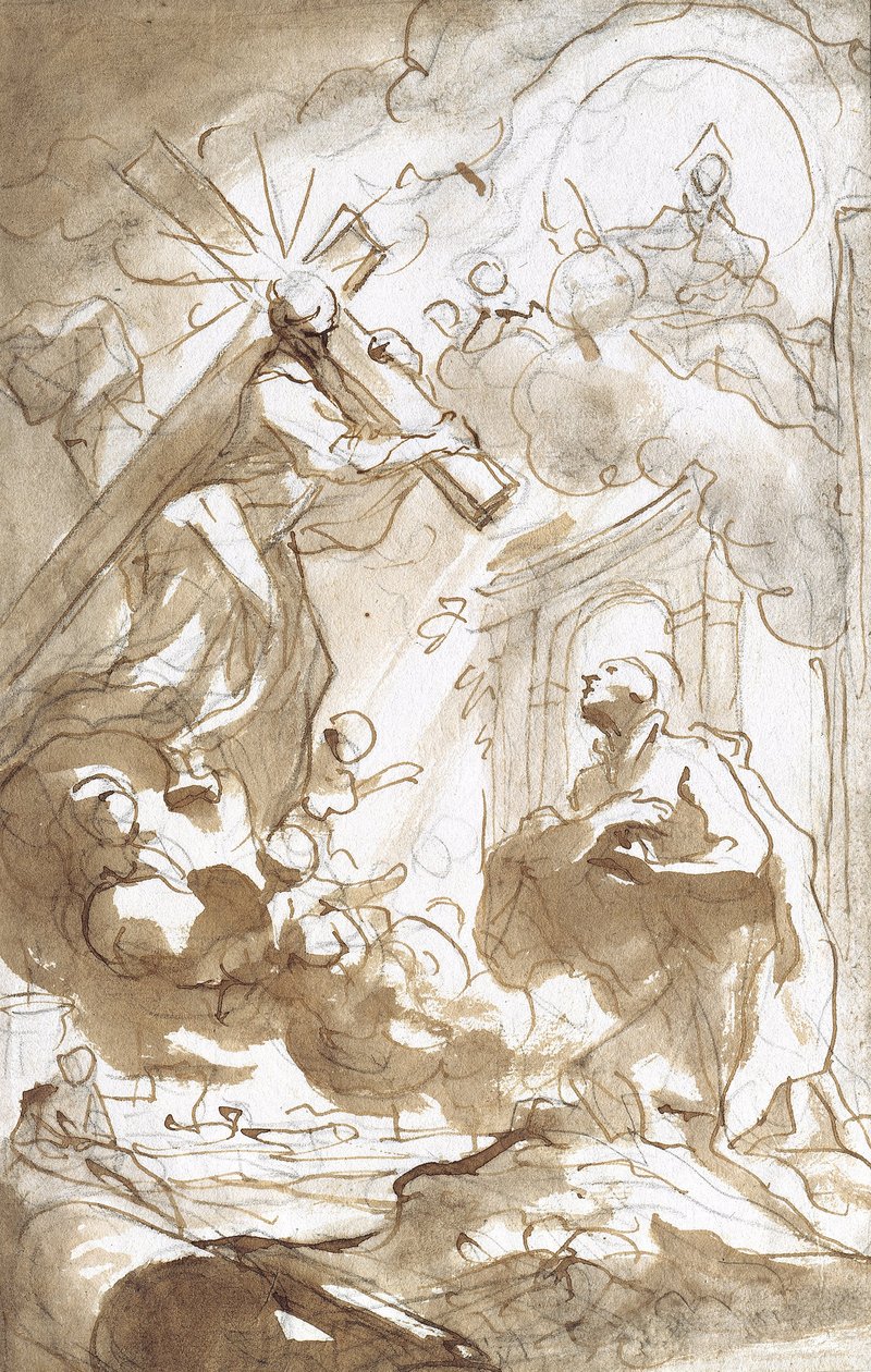 Christ, Carrying His Cross Appears to Saint Ignatius of Loyola by Domenico the Elder Piola