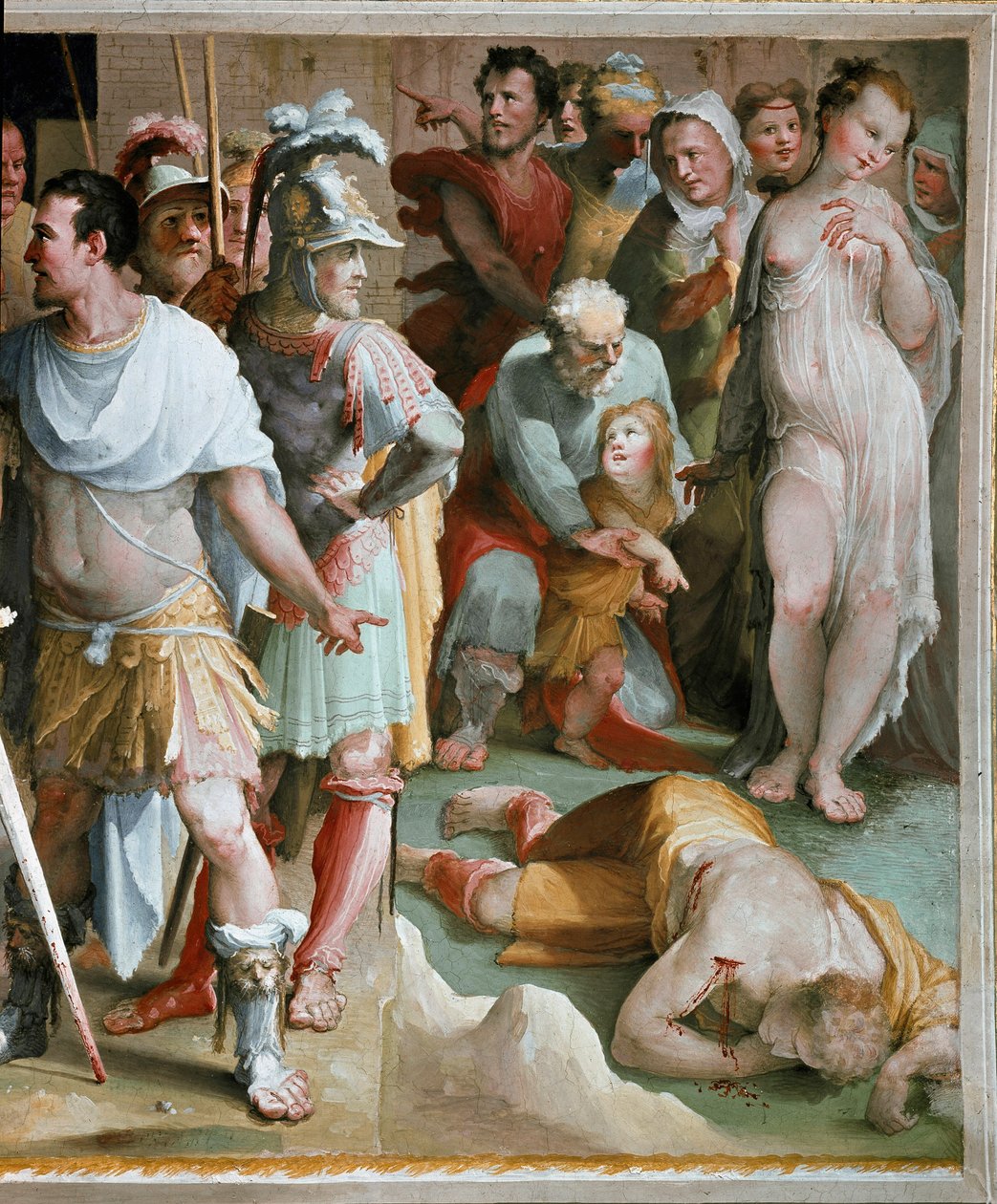 The assassination of the rich Roman Plebeian Spurius Maelius (5th century BC) (detail). Fresco by Domenico di Giacomo di Pace dit Beccafumi (1486-1551) 1529-1535 Siena, Palazzo Pubblico by Domenico Beccafumi