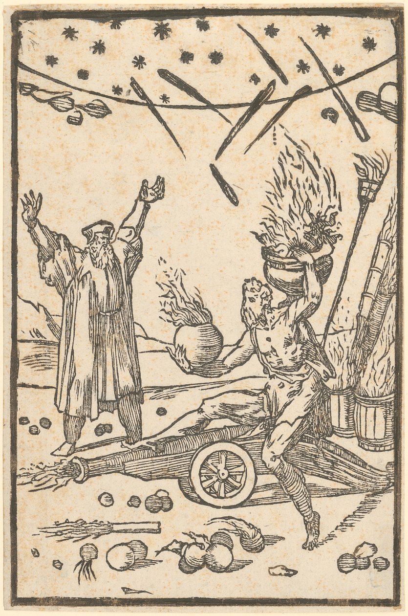 Vulcan Commands a Firework, Plate 10 from the Series "De la Pirotechnia" by Domenico Beccafumi