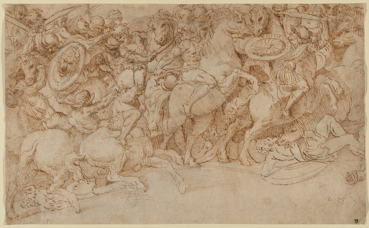 A Battle on Horseback by Domenico Campagnola