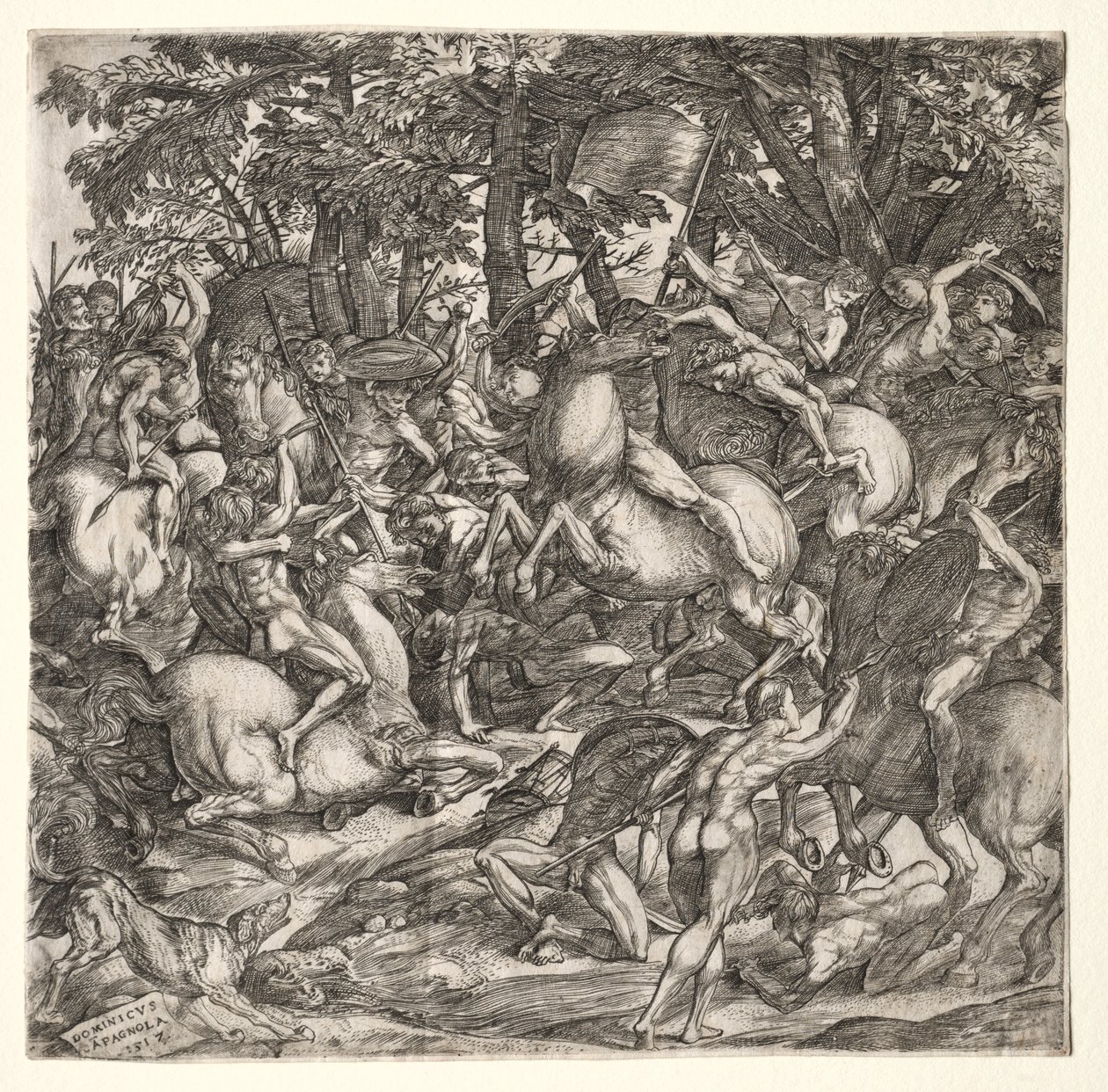 Battle of Naked Men by Domenico Campagnola
