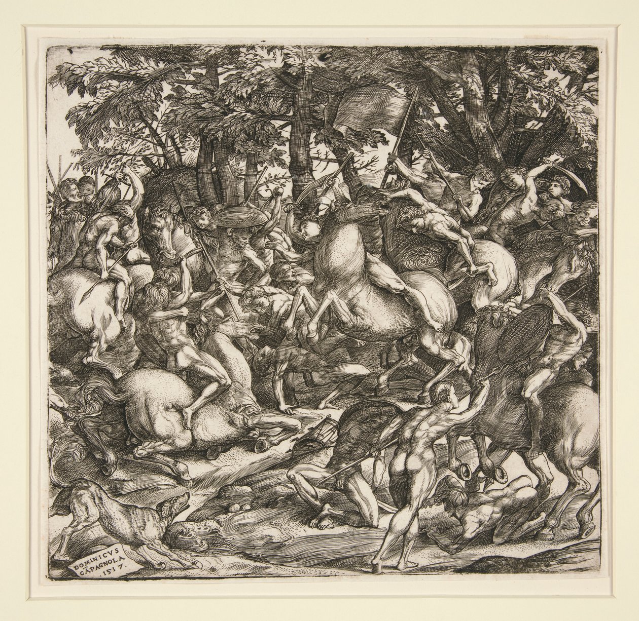 Battle of Naked Men by Domenico Campagnola: Fine art print