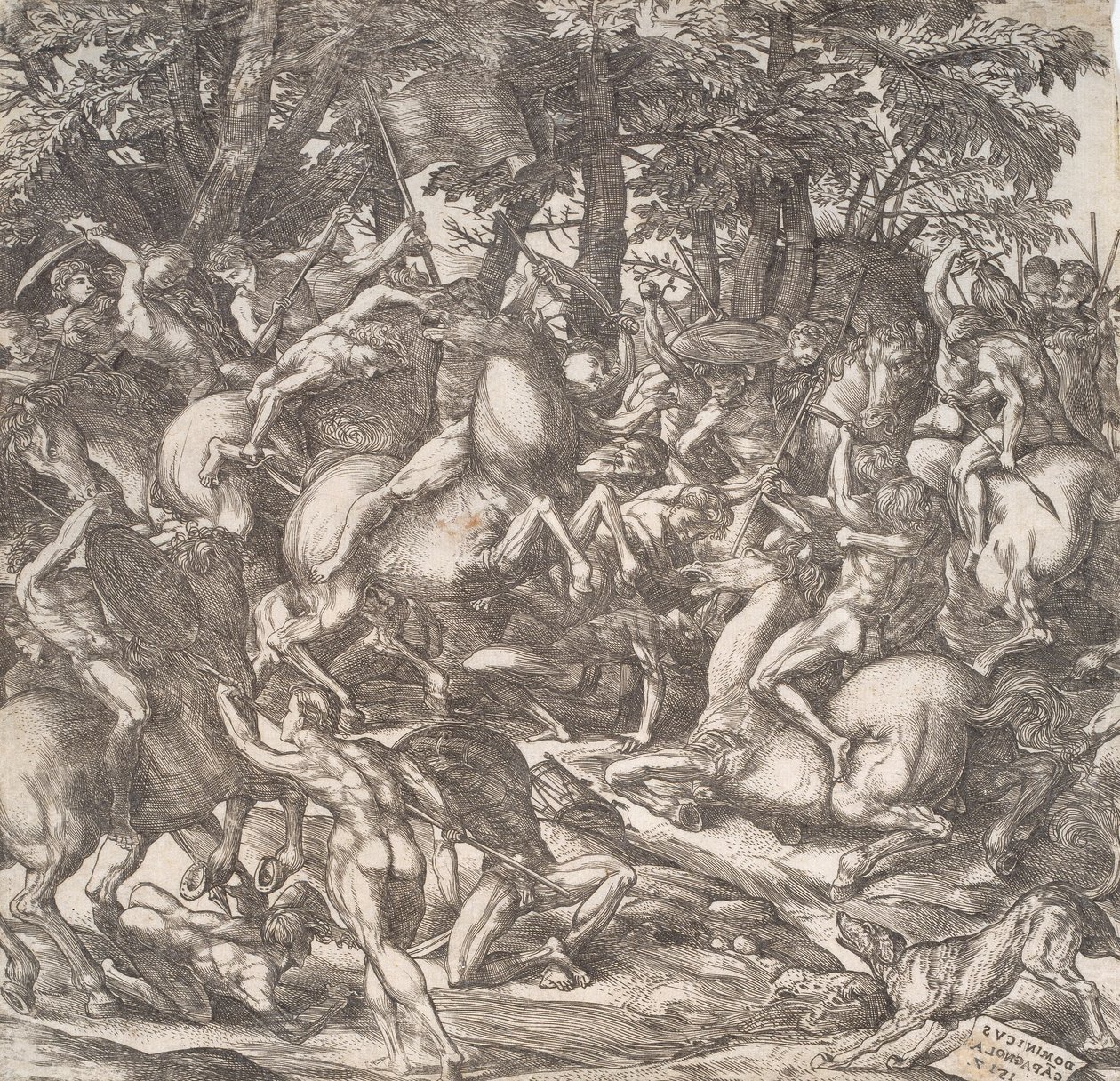 Cavalry Battle by Domenico Campagnola