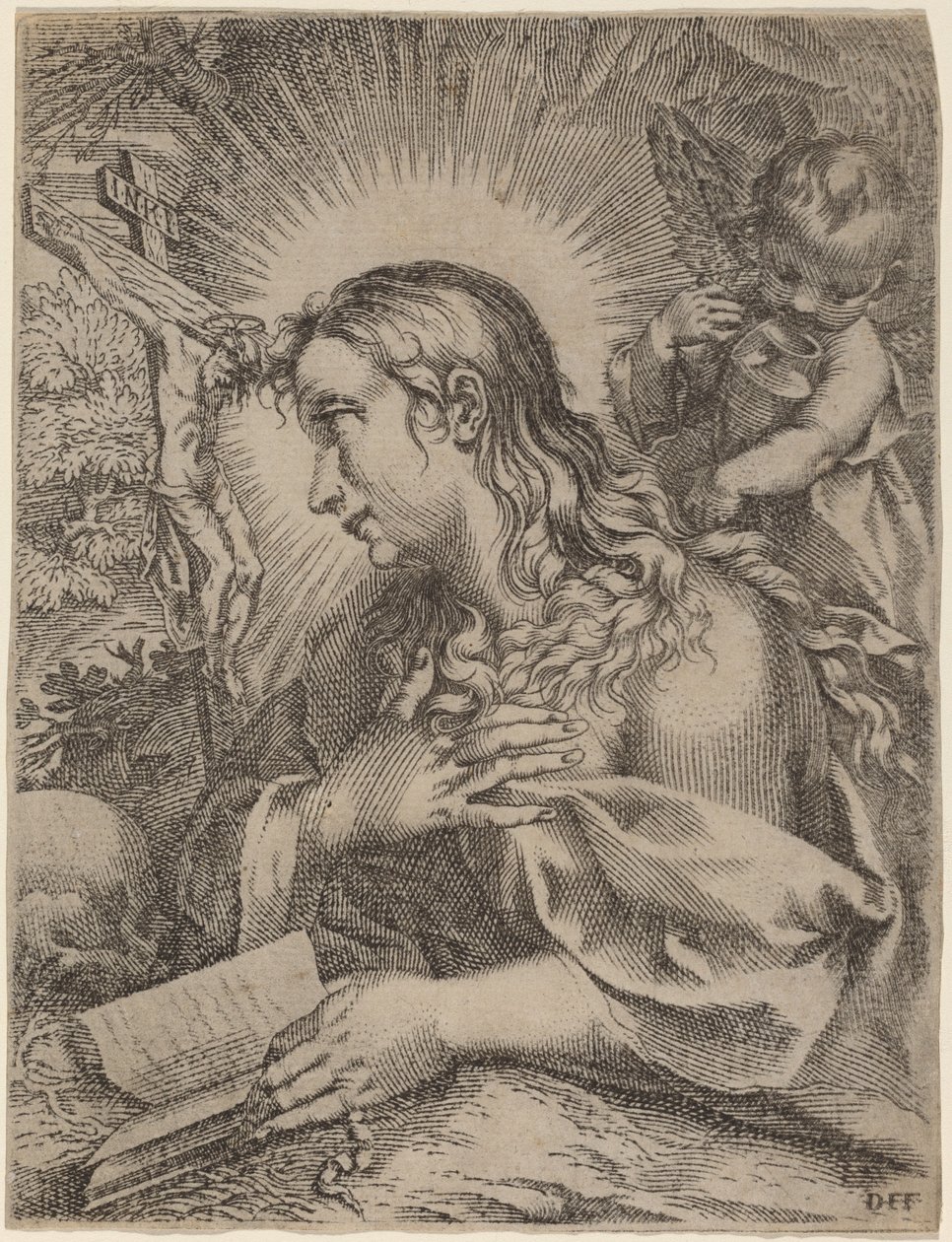 The Penitent Magdalene by Domenico Falcini after Francesco Villamena after Francesco Vanni