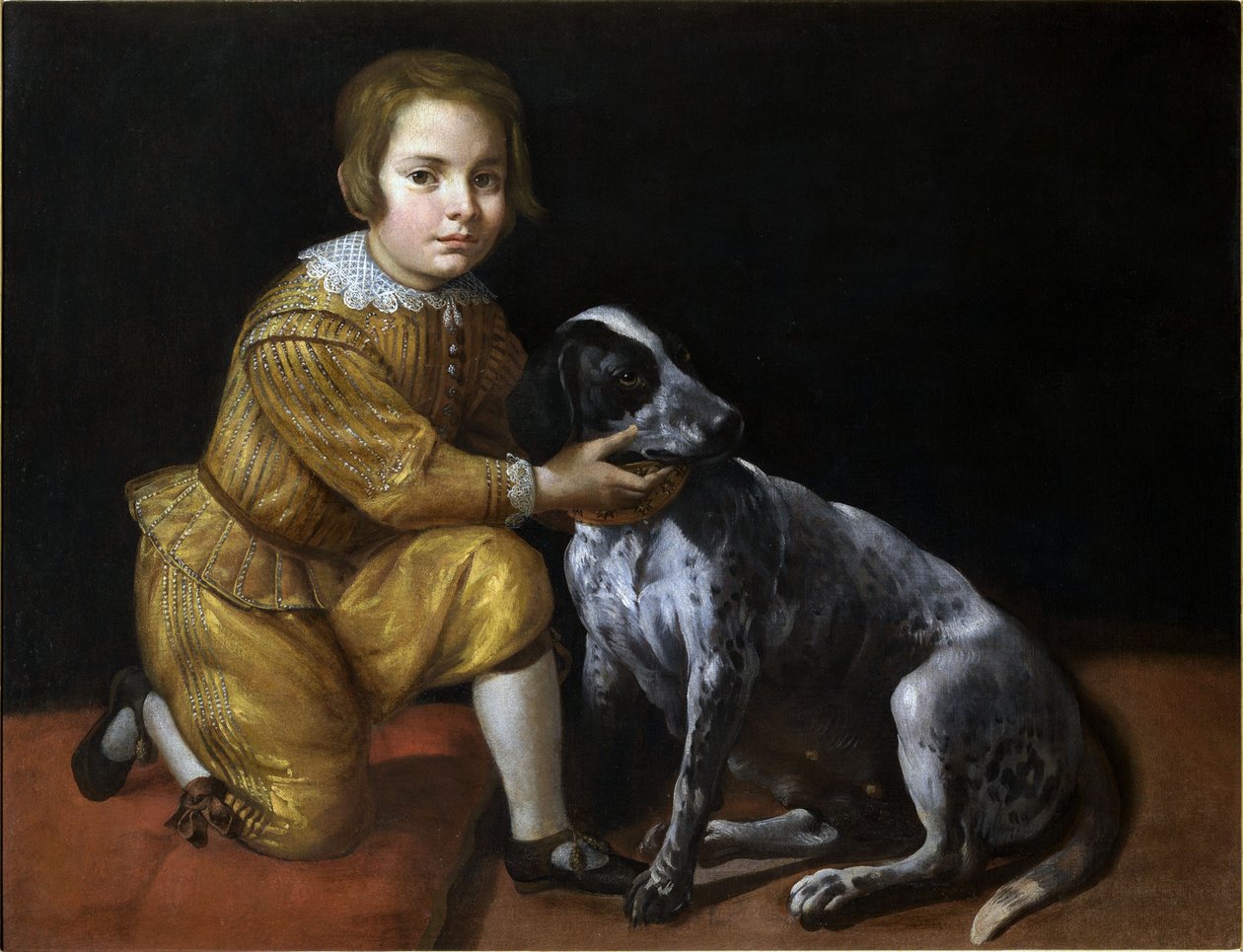 Portrait of a boy with a dog by Domenico Fiasella