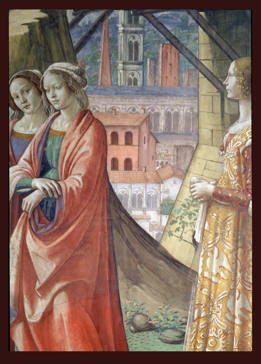 The Visitation (detail of the city and women) by Domenico Ghirlandaio