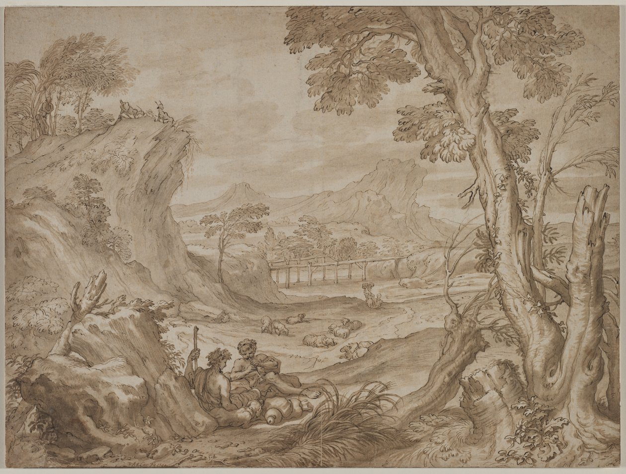 Landscape with Shepherds by Domenico I Piola