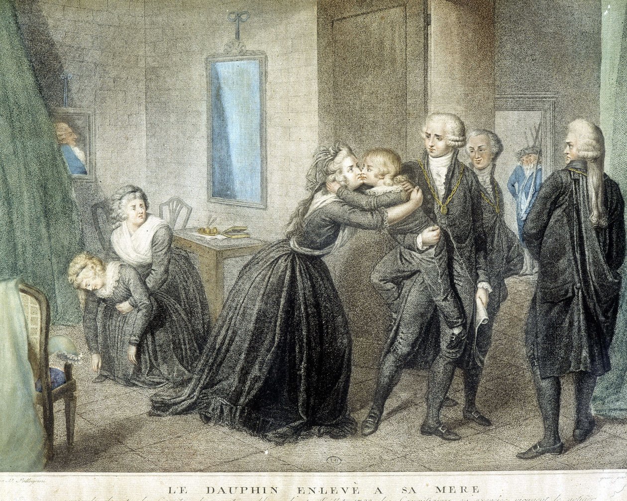The Louis dolphin kidnapped from his mother Marie Antoinette (in their Temple prison), July 1 by Domenico Pellegrini