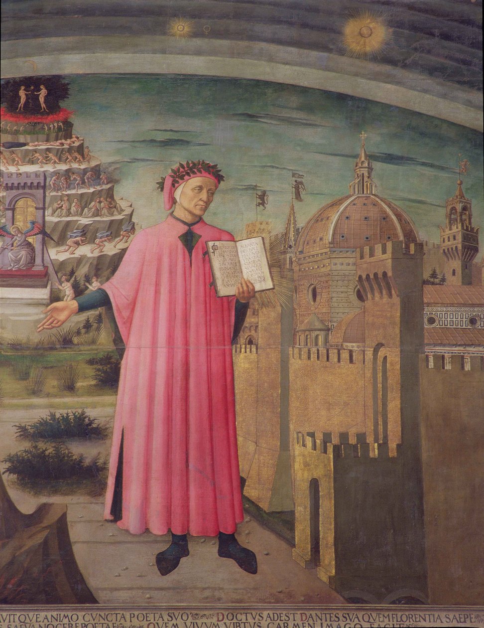 Dante reading from the Divine Comedy (detail) by Domenico di Michelino