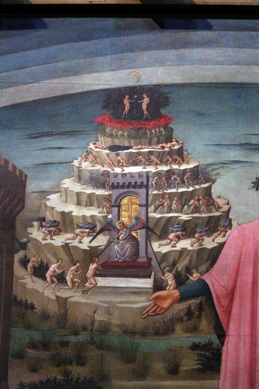 Dante Alighieri with Florence and the Realms of the Divine Comedy (Hell, Purgatory, Paradise) by Domenico di Michelino