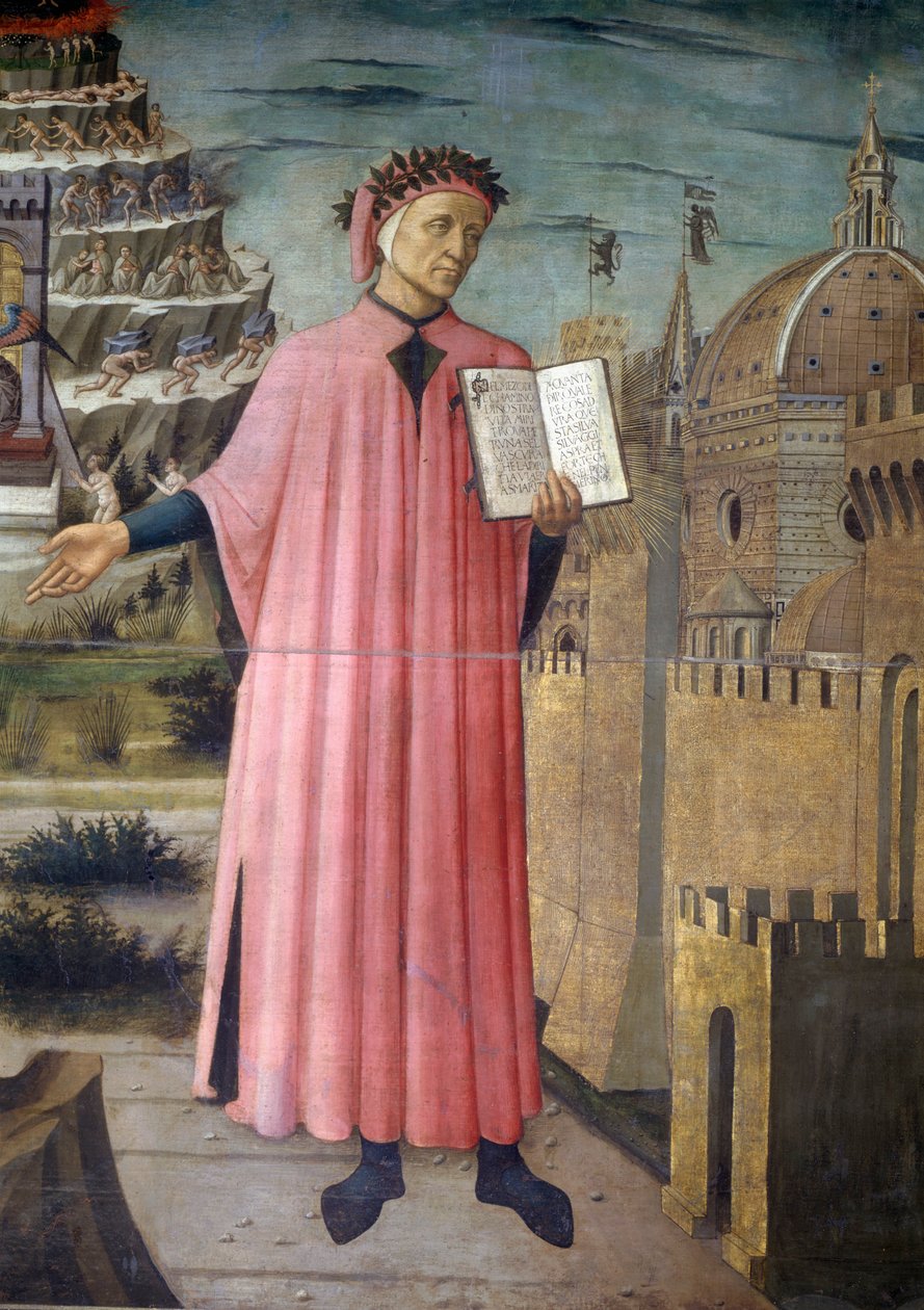 Portrait of Dante Alighieri, Florence and Allegory of Divine Comedy by Domenico di Michelino