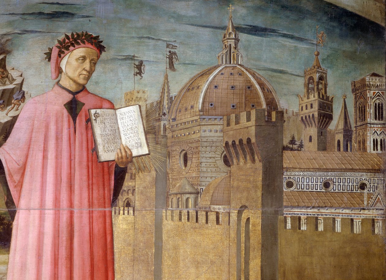 Portrait of Dante Alighieri, Florence and the allegory of the Divine Comedy by Domenico di Michelino