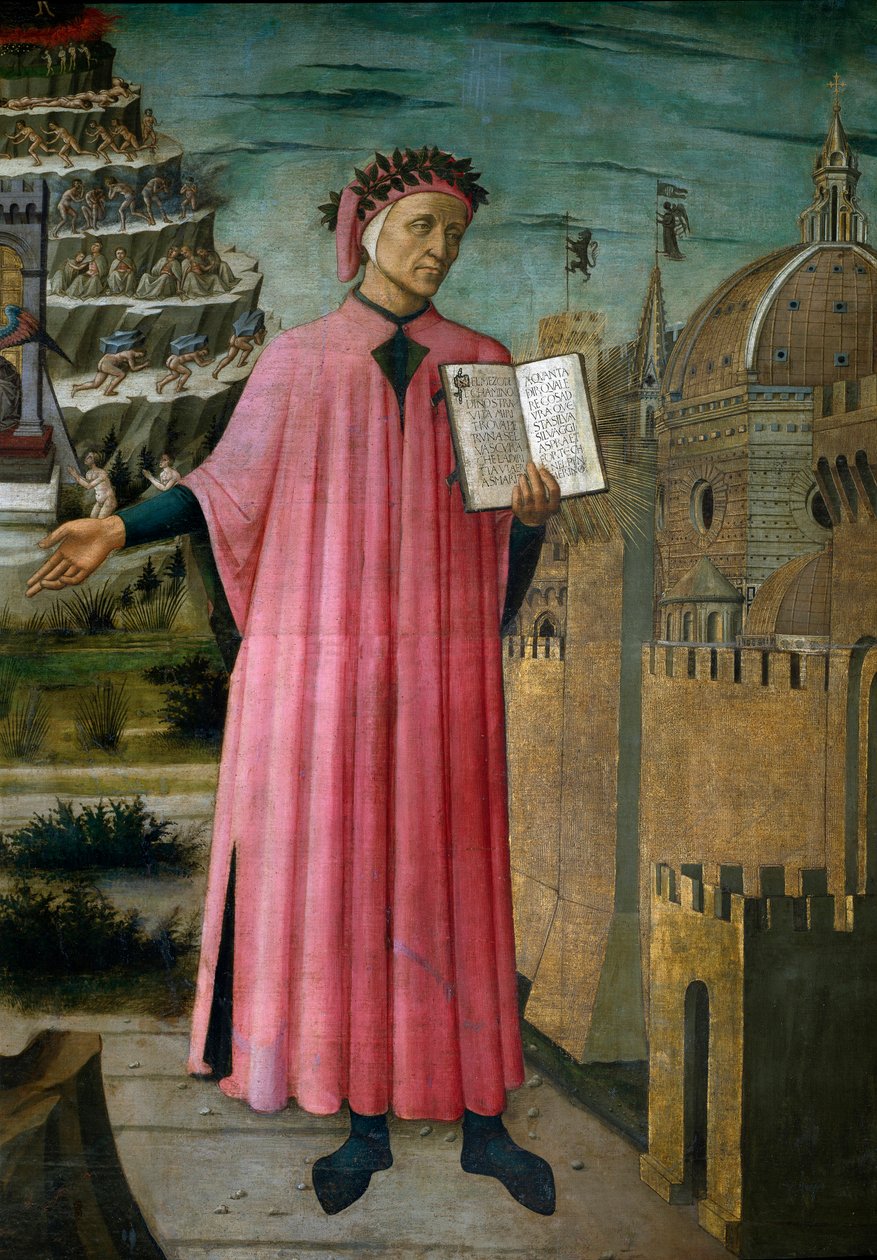The Italian poet Dante Alighieri (1265-1321) presents his work 