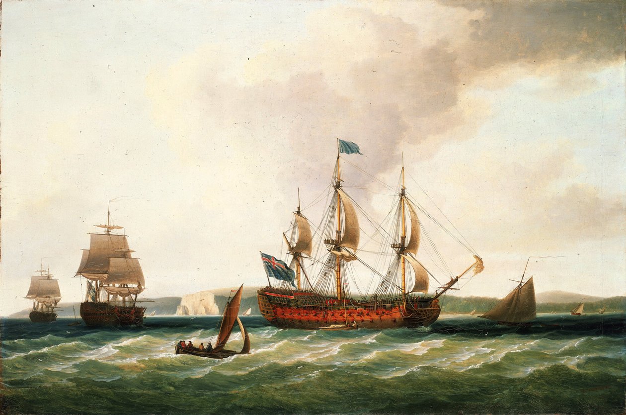The 'Saint George', a first-class 100-gun ship, built in 1756 in the ...