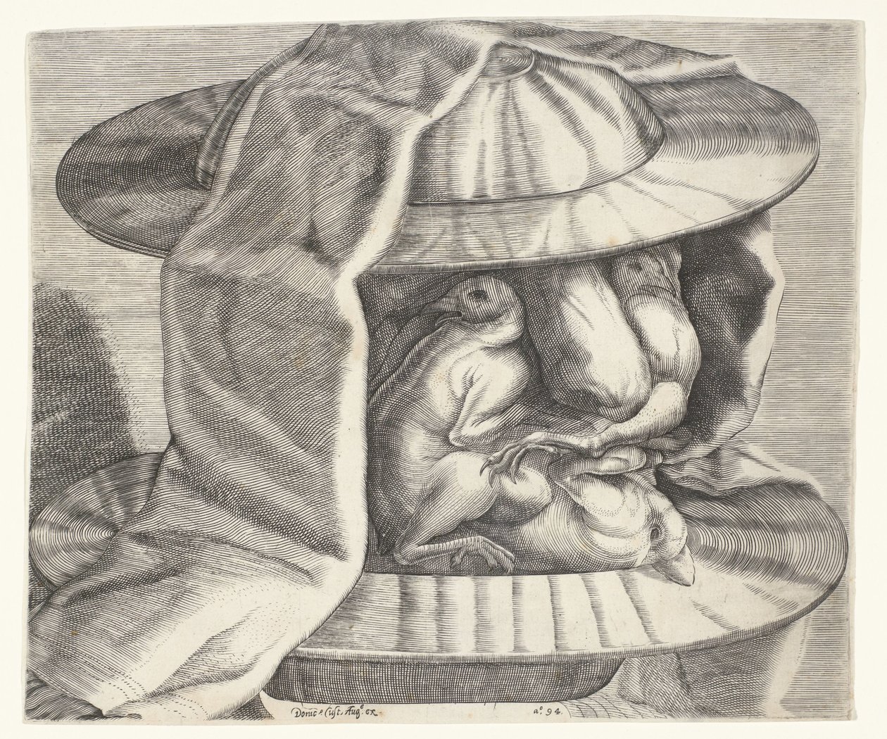A Grotesque Head with a Helmet in the Style of Arcimboldo by Dominicus Custos
