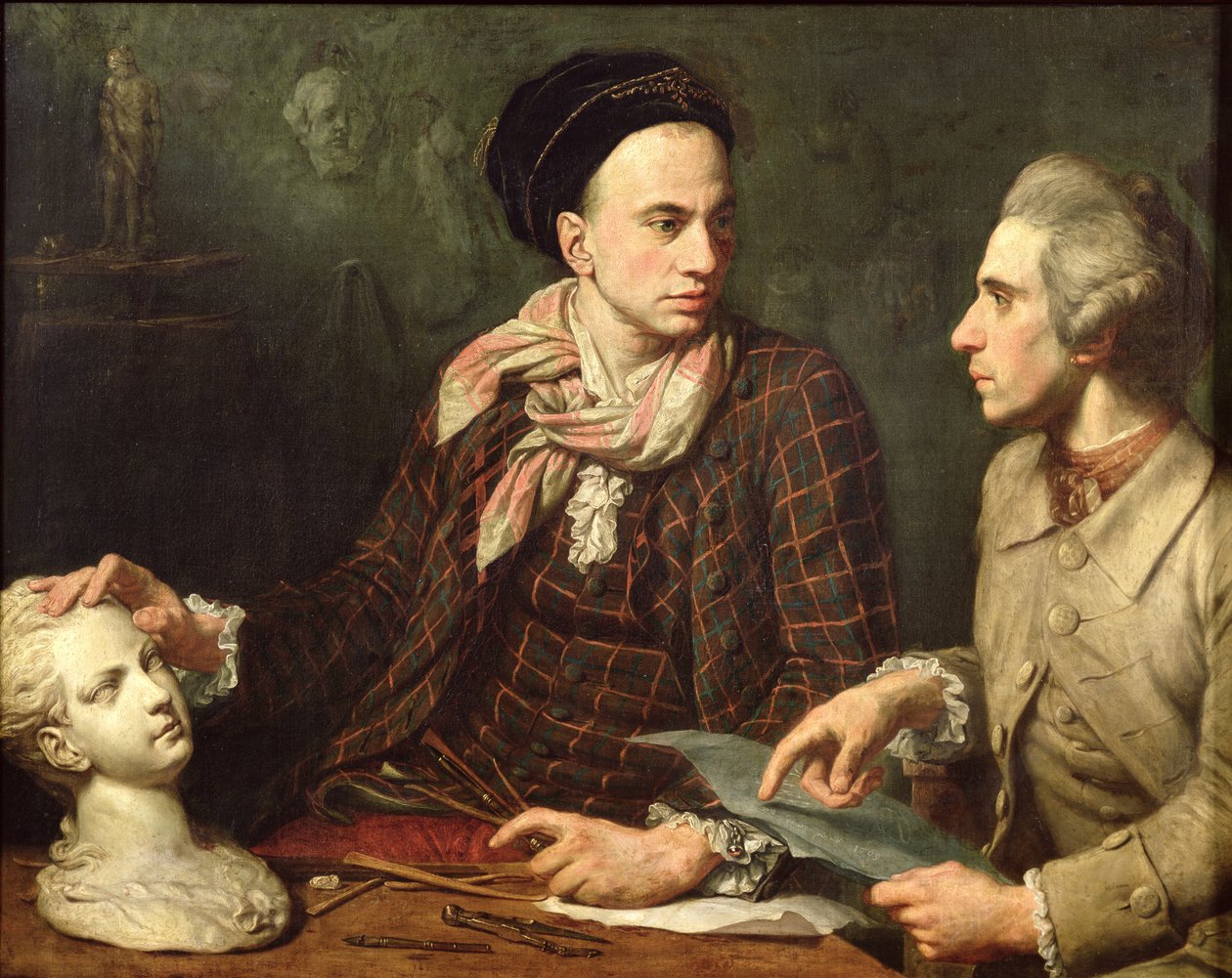 Self Portrait with Dominique Herment (1730-77) 1769 by Dominique Doncre